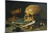 Still Life with a Skull and a Writing Quill, 1628-Pieter Claesz-Mounted Art Print