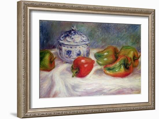 Still Life with a Sugar Bowl and Red Peppers, c.1905-Pierre-Auguste Renoir-Framed Giclee Print