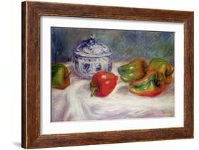 Still Life with a Sugar Bowl and Red Peppers, c.1905-Pierre-Auguste Renoir-Framed Giclee Print