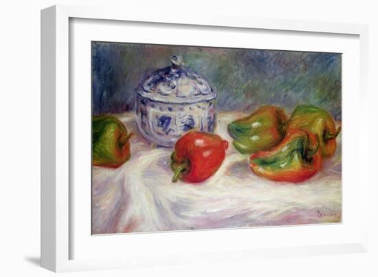 Still Life with a Sugar Bowl and Red Peppers, c.1905-Pierre-Auguste Renoir-Framed Giclee Print