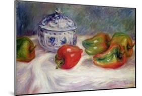Still Life with a Sugar Bowl and Red Peppers, c.1905-Pierre-Auguste Renoir-Mounted Giclee Print