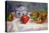 Still Life with a Sugar Bowl and Red Peppers, c.1905-Pierre-Auguste Renoir-Stretched Canvas