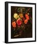 Still Life with a Swag of Fruits and Flowers Tied with a Blue Ribbon-Maria Van Oosterwyck-Framed Giclee Print