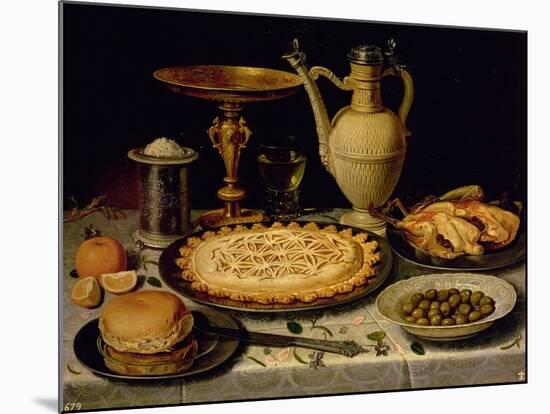 Still Life with a Tart, Roast Chicken, Bread, Rice and Olives-Peeters-Mounted Giclee Print