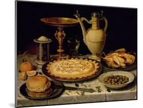 Still Life with a Tart, Roast Chicken, Bread, Rice and Olives-Peeters-Mounted Giclee Print