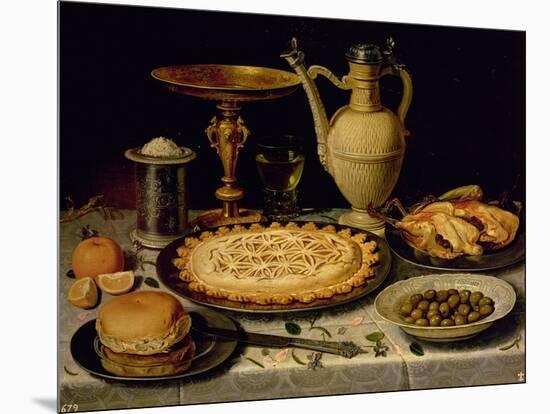 Still Life with a Tart, Roast Chicken, Bread, Rice and Olives-Peeters-Mounted Giclee Print