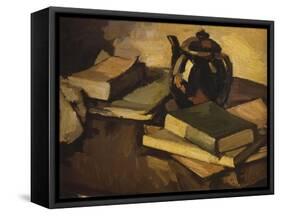 Still Life with a Teapot and Books on a Table, c.1926-Samuel John Peploe-Framed Stretched Canvas