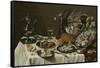 Still Life with a Turkey Pie-Pieter Claesz-Framed Stretched Canvas