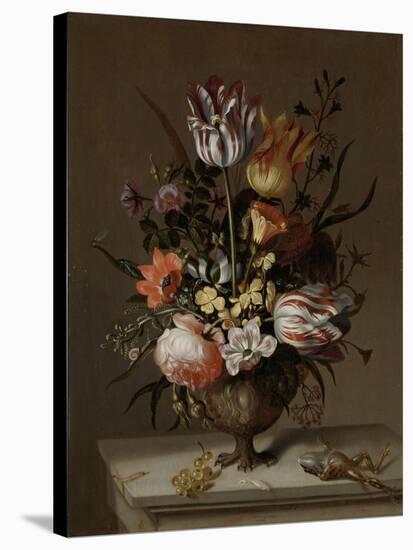 Still Life with a Vase of Flowers and a Dead Frog, Jacob Marrel-Jacob Marrel-Stretched Canvas