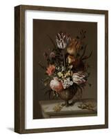 Still Life with a Vase of Flowers and a Dead Frog, Jacob Marrel-Jacob Marrel-Framed Art Print