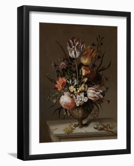 Still Life with a Vase of Flowers and a Dead Frog, Jacob Marrel-Jacob Marrel-Framed Art Print