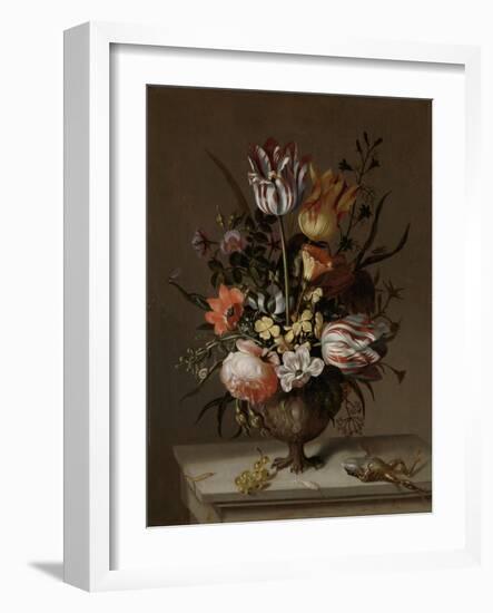 Still Life with a Vase of Flowers and a Dead Frog, Jacob Marrel-Jacob Marrel-Framed Art Print