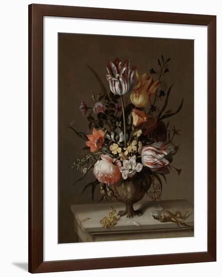 Still Life with a Vase of Flowers and a Dead Frog, Jacob Marrel-Jacob Marrel-Framed Art Print