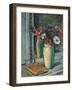 Still Life with a Vase of Flowers, C.1910 (Oil on Composition Board)-Adolphe Borie-Framed Giclee Print