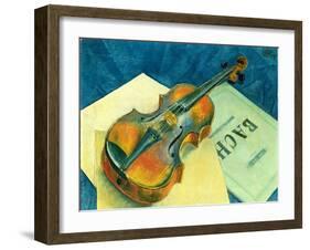 Still Life with a Violin, 1921-Kuzma Sergievitch Petrov-Vodkin-Framed Giclee Print