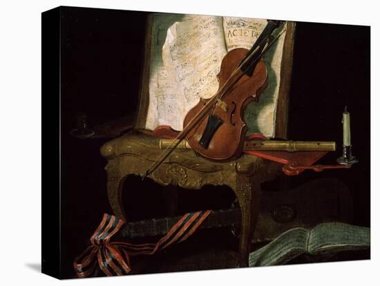 Still Life with a Violin, 19th Century-Pierre Justin Ouvrie-Stretched Canvas