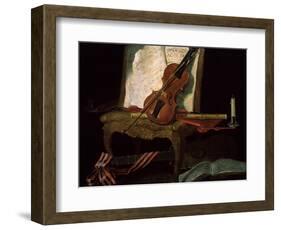 Still Life with a Violin, 19th Century-Pierre Justin Ouvrie-Framed Giclee Print