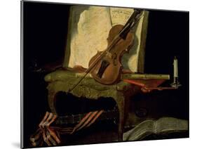 Still Life with a Violin-Jean-Baptiste Oudry-Mounted Giclee Print