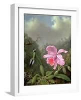 Still Life with an Orchid and a Pair of Hummingbirds, C.1890S-Martin Johnson Heade-Framed Giclee Print