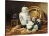 Still Life with an Urn and Mums-Eugene Henri Cauchois-Stretched Canvas