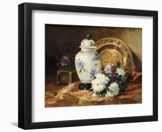 Still Life with an Urn and Mums-Eugene Henri Cauchois-Framed Giclee Print