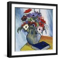 Still-Life with Anemones and Blue Book, 1911-August Macke-Framed Giclee Print