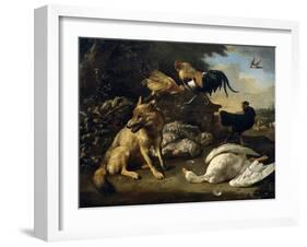 Still Life with Animals, 1680-1690-Melchior D' Hondecoeter-Framed Giclee Print
