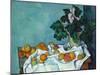 Still Life with Apples and a Pot of Primroses-Paul Cézanne-Mounted Art Print