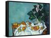 Still Life with Apples and a Pot of Primroses-Paul Cézanne-Framed Stretched Canvas