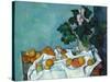 Still Life with Apples and a Pot of Primroses-Paul Cézanne-Stretched Canvas