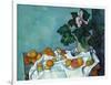 Still Life with Apples and a Pot of Primroses-Paul Cézanne-Framed Art Print