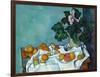 Still Life with Apples and a Pot of Primroses-Paul Cézanne-Framed Art Print