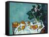 Still Life with Apples and a Pot of Primroses-Paul Cézanne-Framed Stretched Canvas