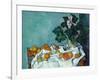 Still Life with Apples and a Pot of Primroses-Paul Cézanne-Framed Art Print