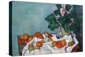 Still Life with Apples and a Pot of Primroses-Paul Cézanne-Stretched Canvas