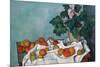 Still Life with Apples and a Pot of Primroses-Paul Cézanne-Mounted Premium Giclee Print