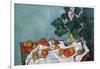 Still Life with Apples and a Pot of Primroses-Paul Cézanne-Framed Art Print