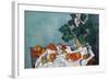 Still Life with Apples and a Pot of Primroses-Paul Cézanne-Framed Art Print