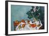 Still Life with Apples and a Pot of Primroses-Paul Cézanne-Framed Art Print