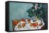 Still Life with Apples and a Pot of Primroses-Paul Cézanne-Framed Stretched Canvas