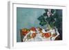 Still Life with Apples and a Pot of Primroses-Paul Cézanne-Framed Art Print