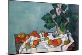 Still Life with Apples and a Pot of Primroses-Paul Cézanne-Mounted Art Print