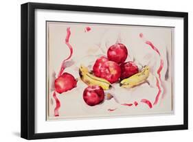 Still Life with Apples and Bananas, C.1925 (W/C and Graphite Pencil on Wove Paper)-Charles Demuth-Framed Giclee Print