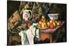 Still Life with Apples and Peaches-Paul C?zanne-Stretched Canvas