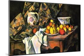 Still Life with Apples and Peaches-Paul Cézanne-Mounted Art Print