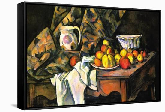 Still Life with Apples and Peaches-Paul Cézanne-Framed Stretched Canvas