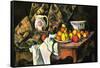 Still Life with Apples and Peaches-Paul Cézanne-Framed Stretched Canvas