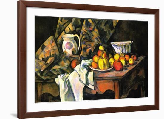 Still Life with Apples and Peaches-Paul Cézanne-Framed Art Print