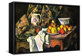 Still Life with Apples and Peaches-Paul Cézanne-Framed Stretched Canvas