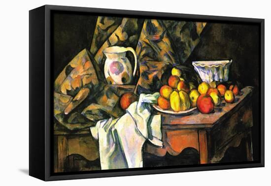 Still Life with Apples and Peaches-Paul Cézanne-Framed Stretched Canvas